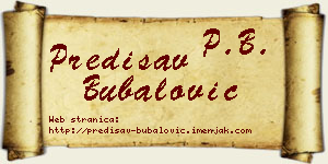 Predisav Bubalović vizit kartica